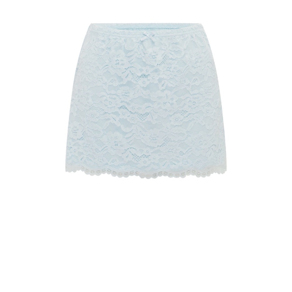 Runway the label VALERIE LACE MINI SKIRT - ICE BLUE NWT XS